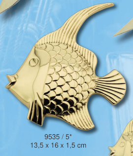 Fisch-Wandhänger aus Messing, 13,5 × 16 cm