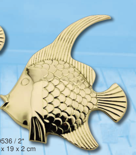 Fisch-Wandhänger aus Messing, 16,5 × 19 cm