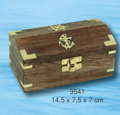 Kleine Schatztruhe aus Mangoholz und Messing