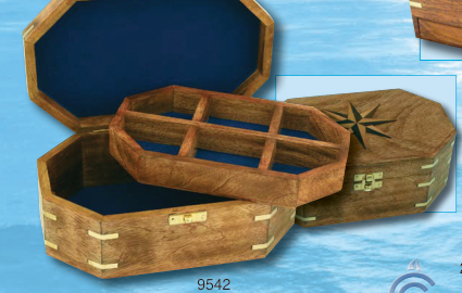 Utensilienbox aus Mangoholz und Messing
