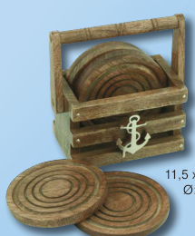 Untersetzer im Korb aus Mangoholz