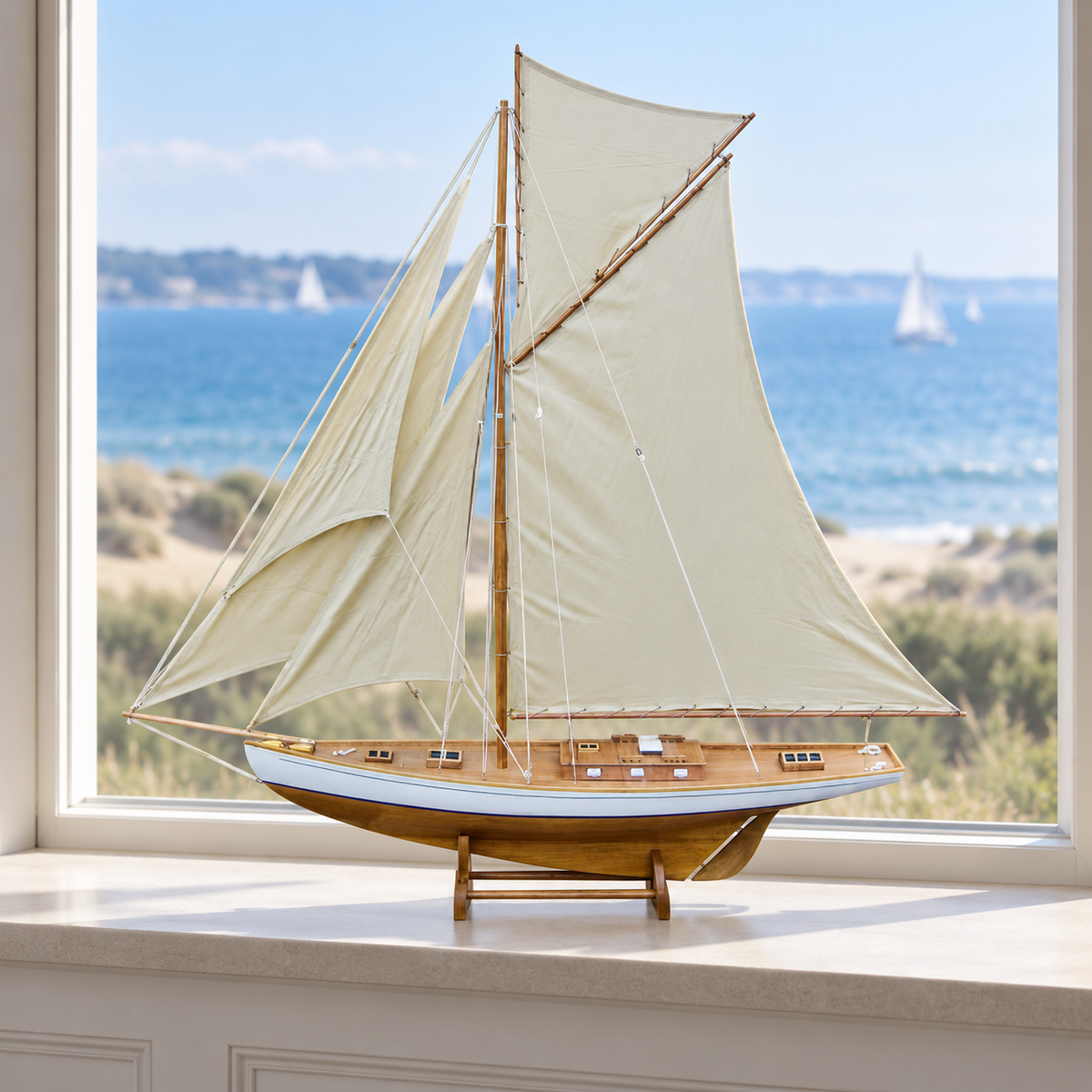 Segelyacht SC 5053 – gestaltete Fensterbankansicht mit Meerblick